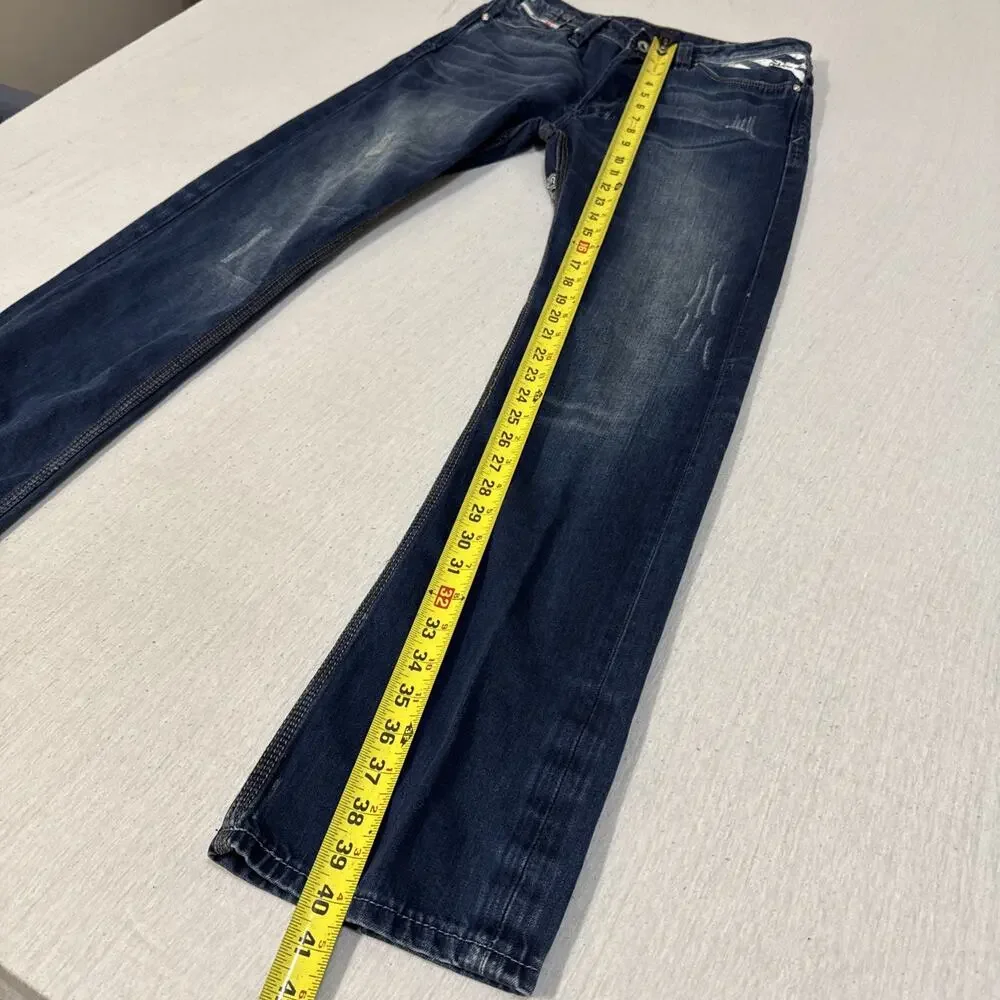 Diesel Viker-AD x Adidas Mens Jeans 33x33 Straight Leg Distressed Whiskering